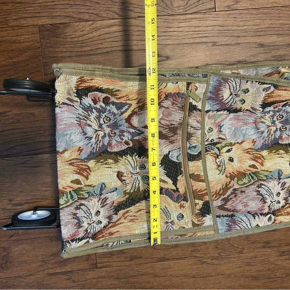 Tapestry Cat Print Rolling Tote Bag-see description