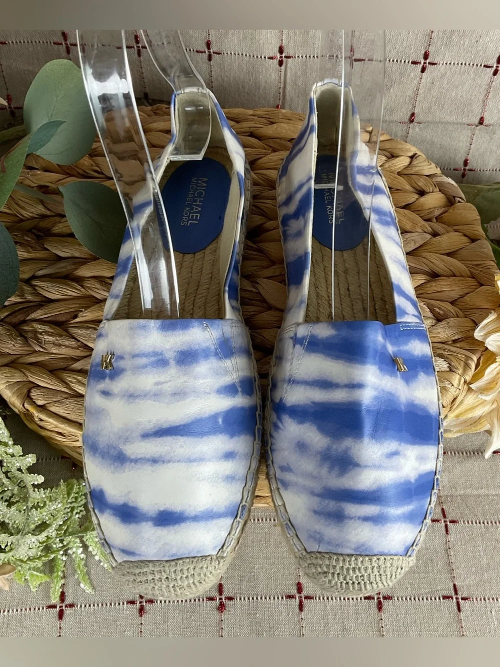Michael Kors “Kendrick” Slip-On Blue White Tie Dye Espadrilles Women's Sz 6 Flat