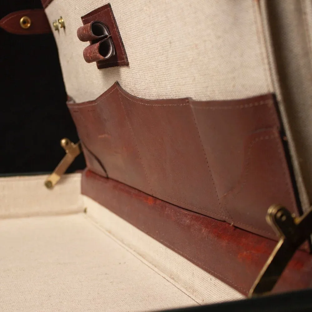 Vintage Orvis Battenkill Leather & Canvas Briefcase With Combination Locks