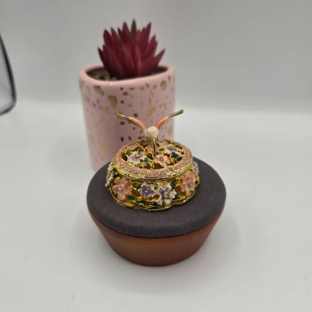Hummingbird Trinket Box Enamel Jeweled Decorative Keepsake Storage‎ Holder