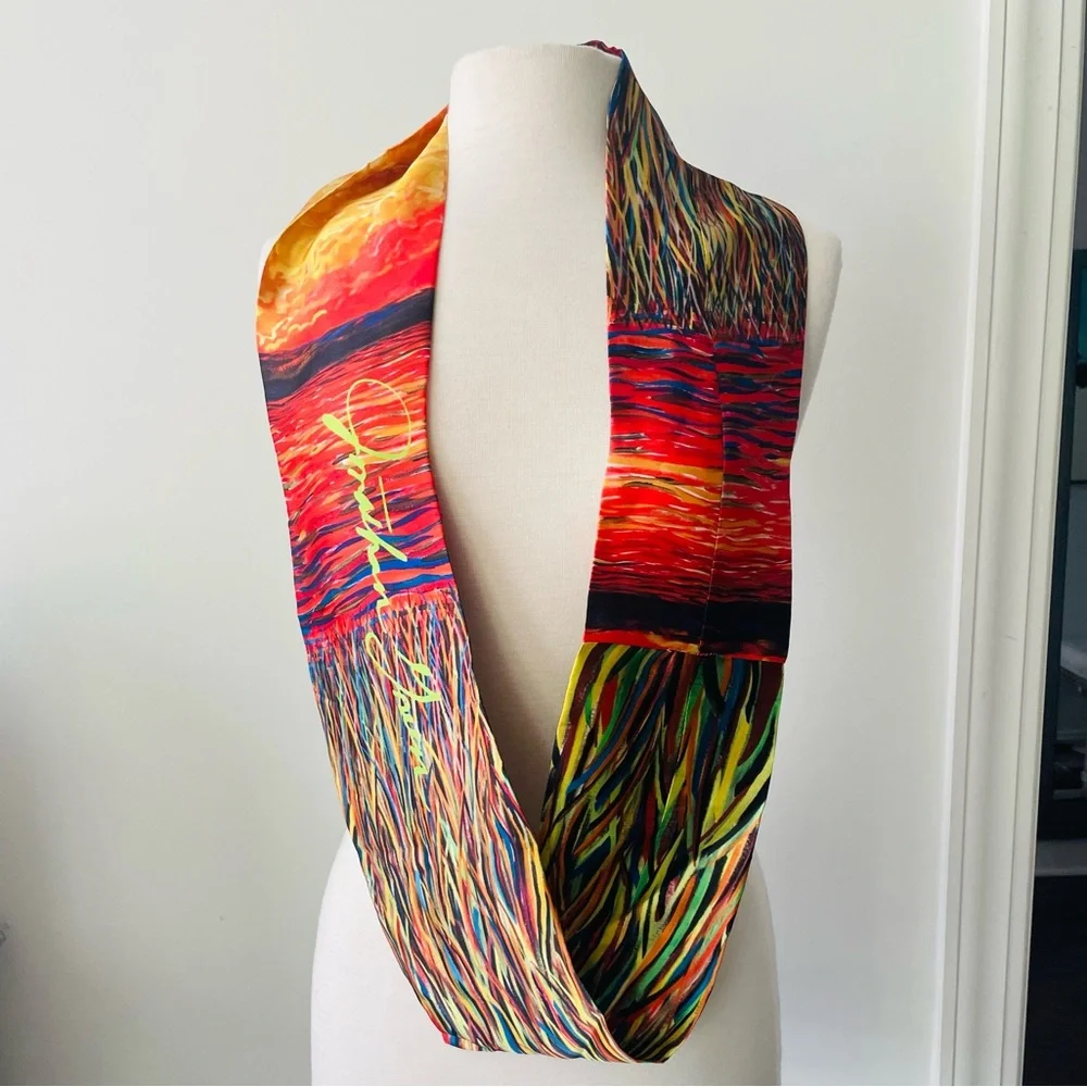 New! JONATHAN GREEN Infinity Silk SIGNED Scarf