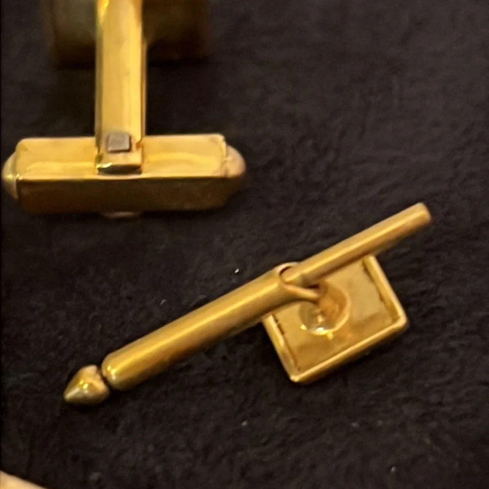 Antique gold tone mother of pearl cufflinks & Nu lok Swank studs tuxedo set