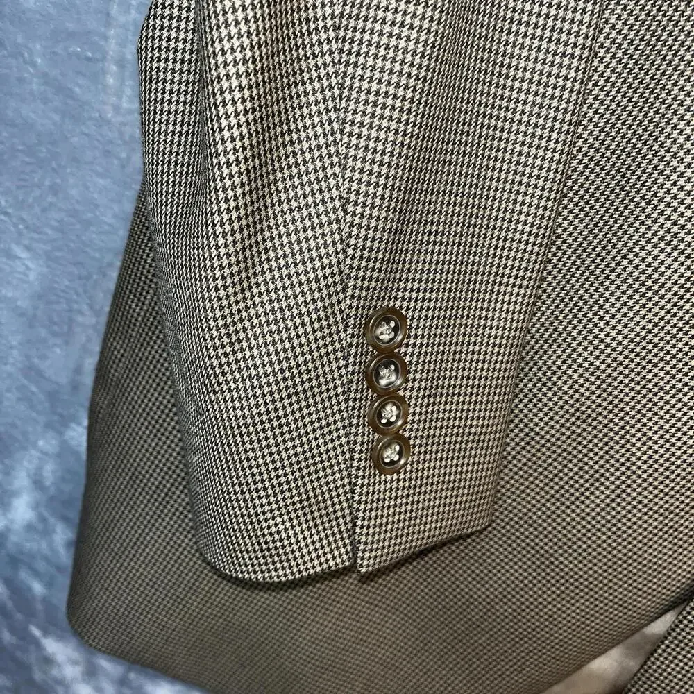 Jos A Bank Signature Collection Mens Blazer 46L Houndstooth Wool Sports‎ Jacket