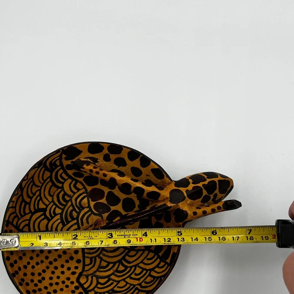 Hand Carved Wooden African Animal Bowls Giraffe Zebra Decorative Dish Set 2pc‎