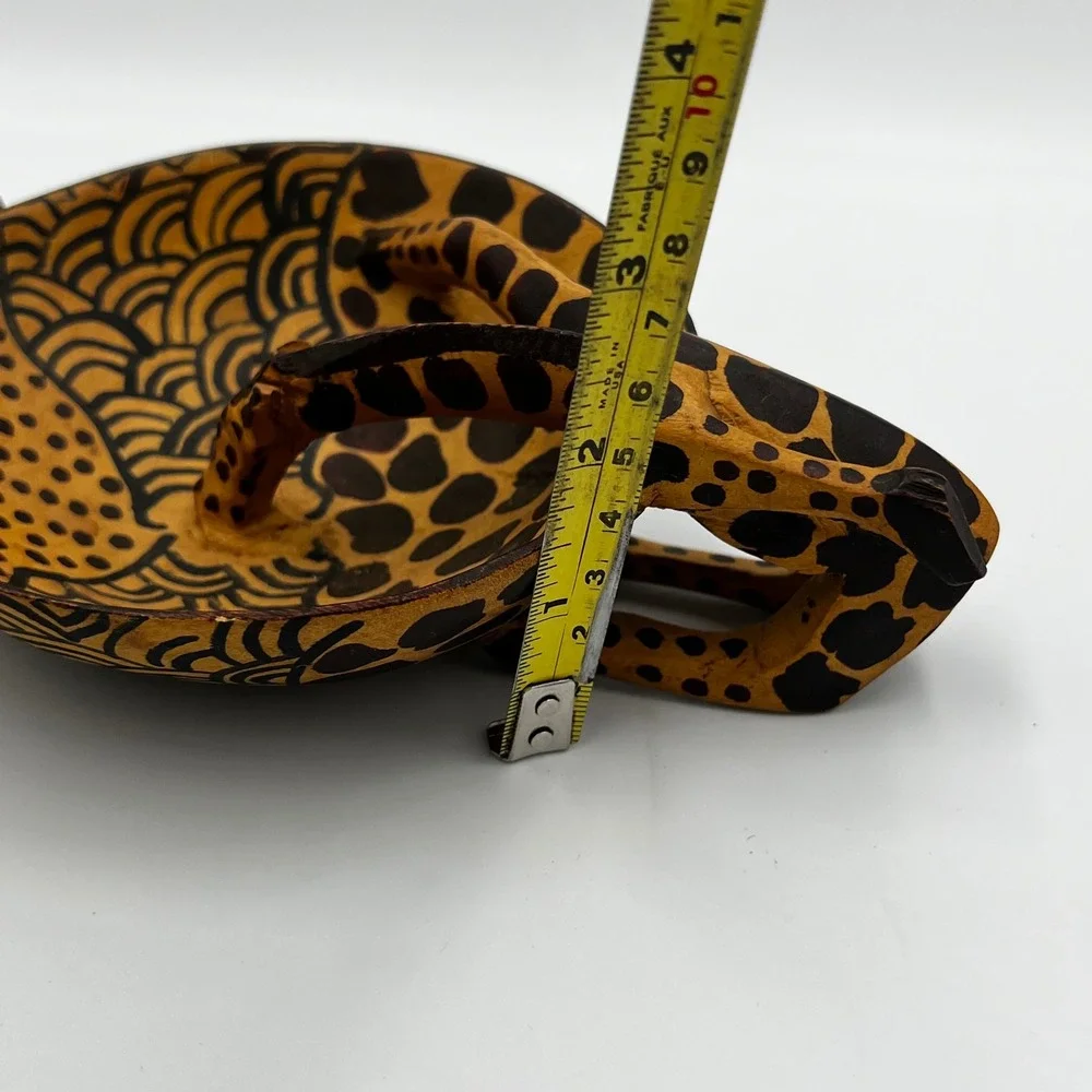 Hand Carved Wooden African Animal Bowls Giraffe Zebra Decorative Dish Set 2pc‎