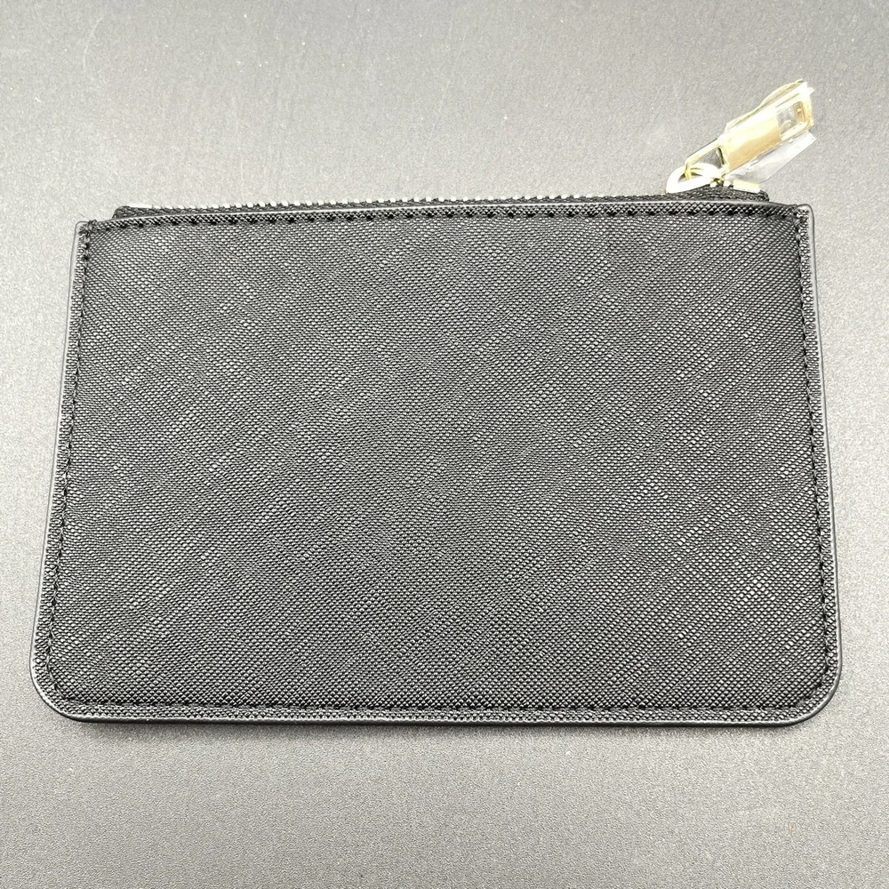 111SKIN Black Cosmetic Pouch Zip Travel Makeup Bag Textured Faux Leather