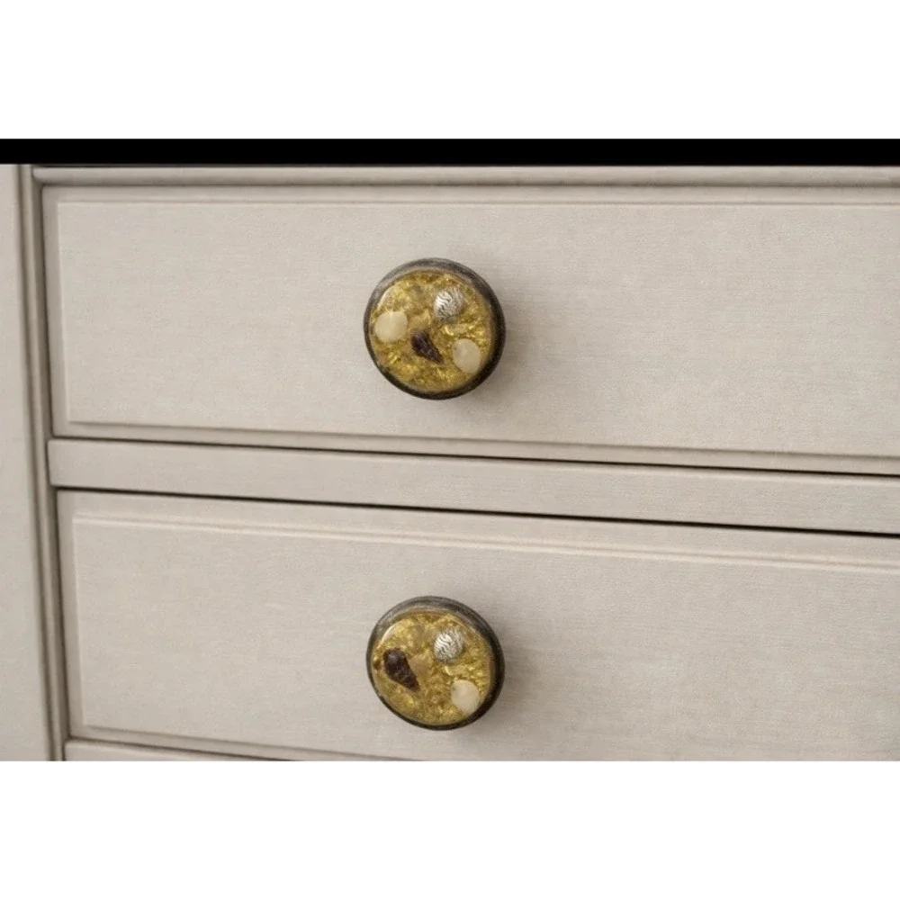 Set of 2 Vintage Resin Drawer Pulls w Suspended Shells Drawer Pull Cabinet Knobs