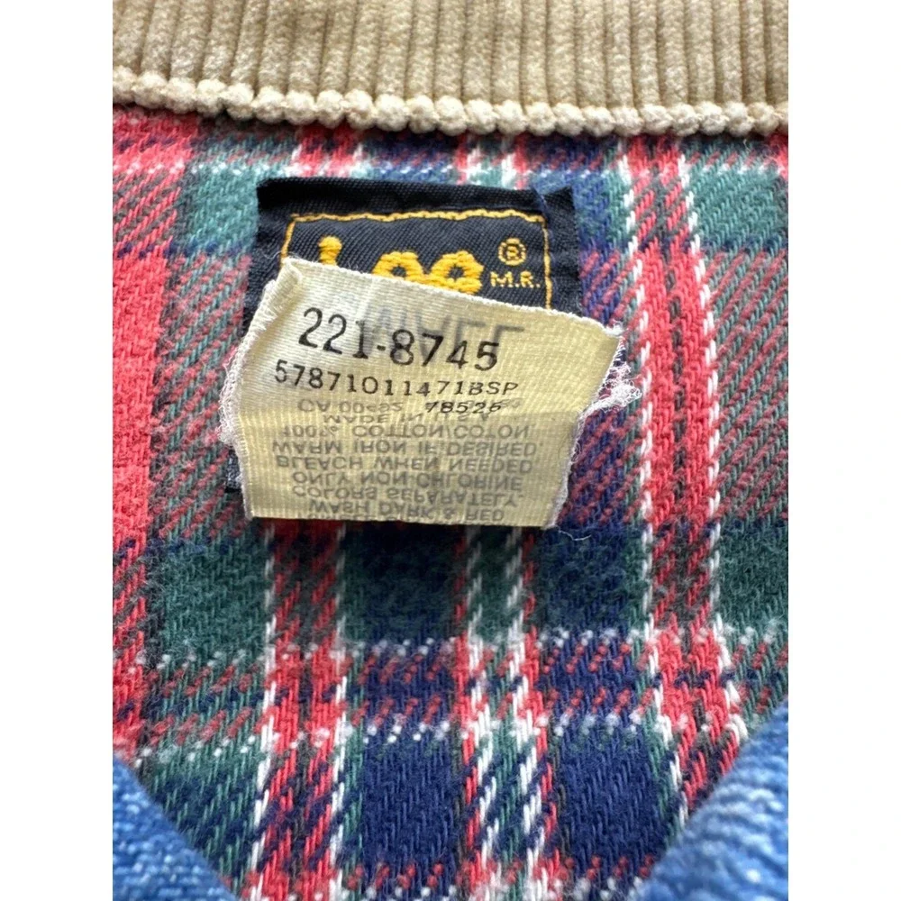 Vintage 80s Lee Storm Rider Flannel Lined Denim Trucker Jacket Blue Mens Size S