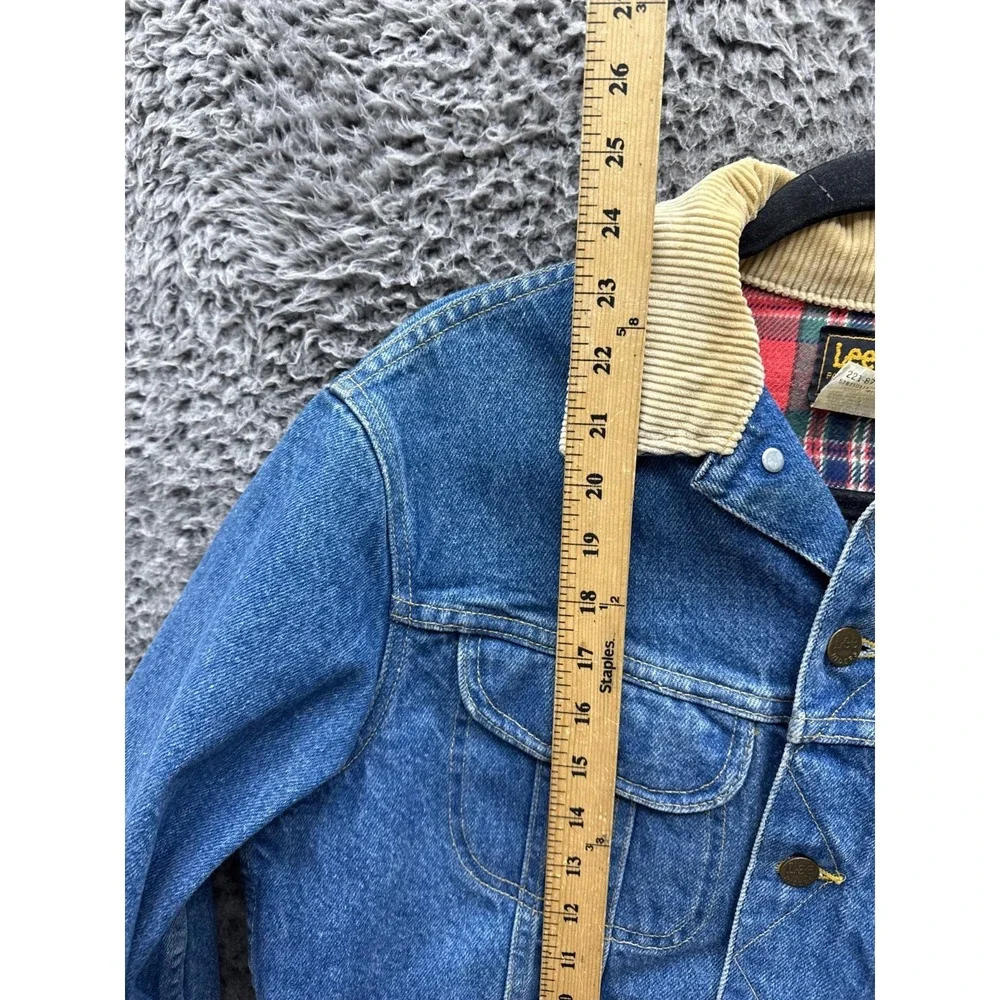 Vintage 80s Lee Storm Rider Flannel Lined Denim Trucker Jacket Blue Mens Size S