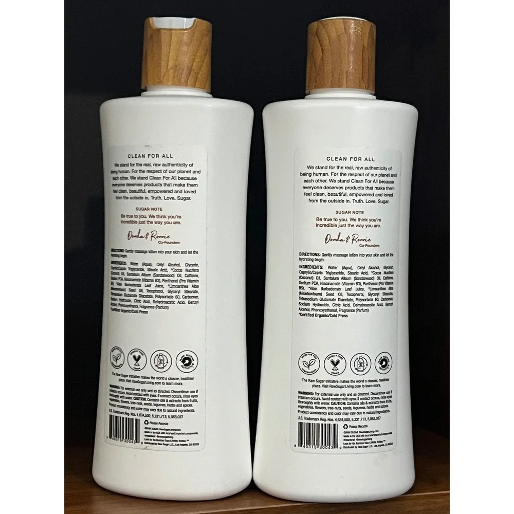 Raw Sugar Moisture Loving Lotion Firming Enriched Hydration Santal Caffeine 16oz