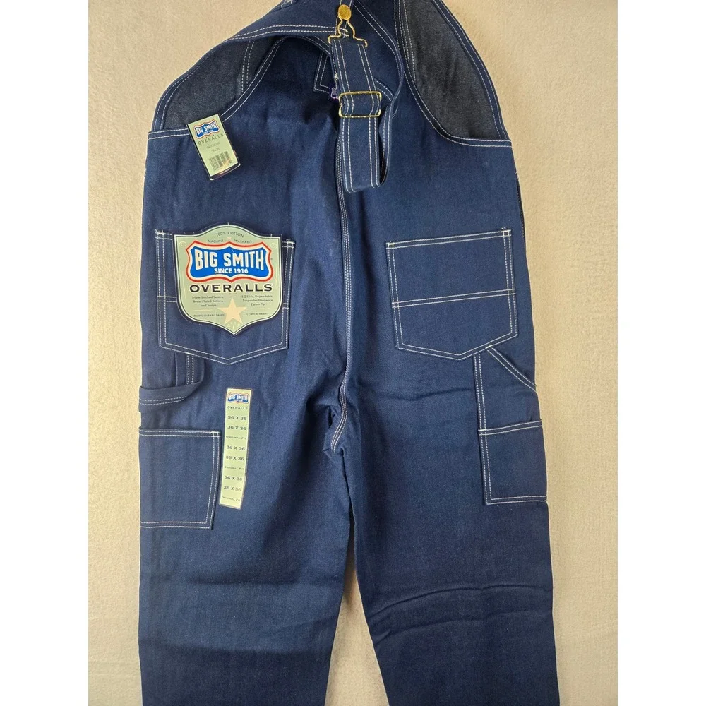 Big Smith Mens Denim Bib Overalls 36‎ x 36 Original Fit Blue