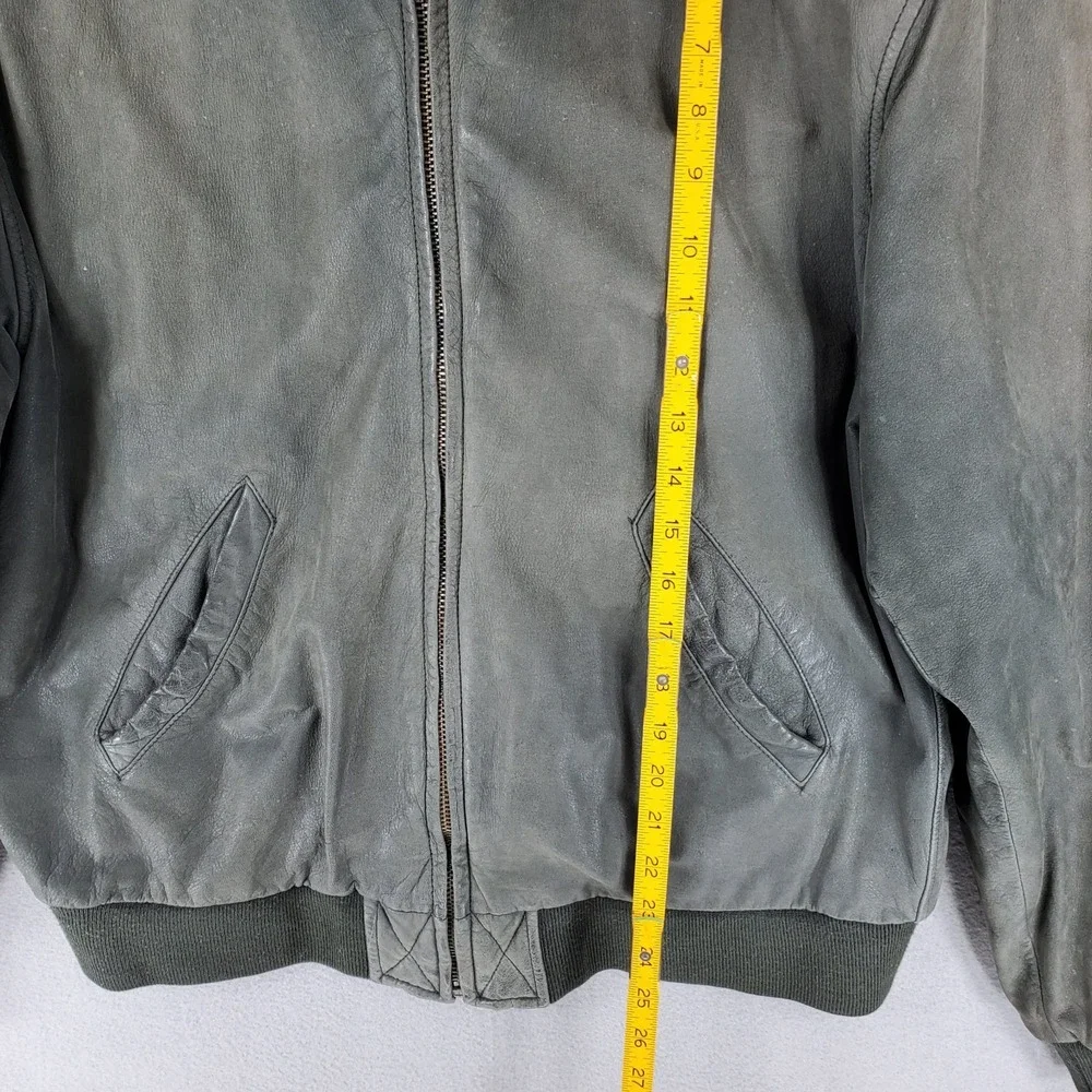 Vintage Forrestel Green Leather Bomber Jacket Size‎ M Naturally Distressed Lined