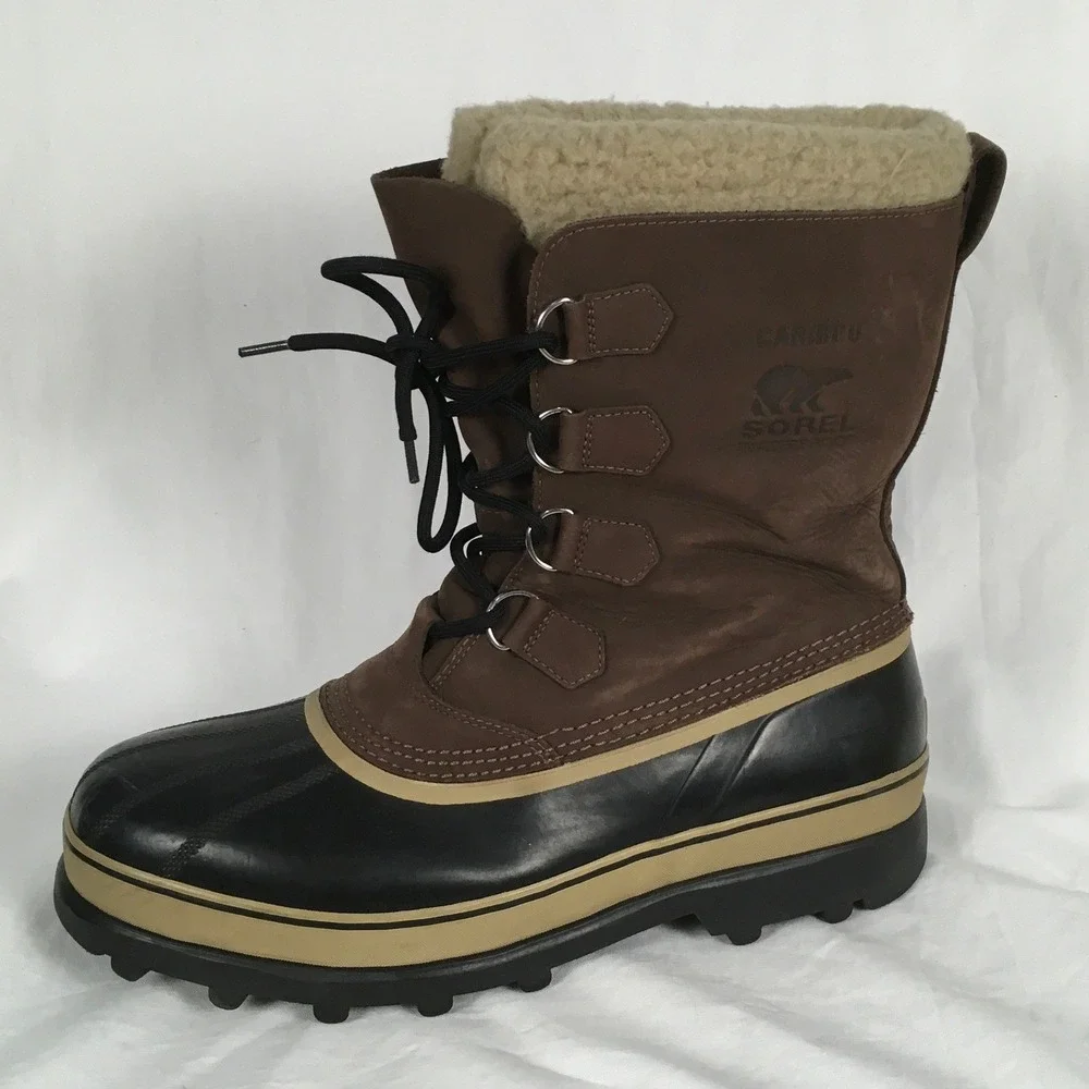 Sorel Caribou Men's‎ Snow Winter Boots Duck Leather Sherpa Lining Size 15