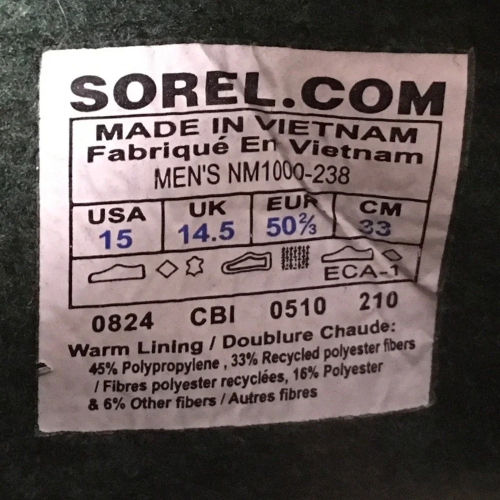 Sorel Caribou Men's‎ Snow Winter Boots Duck Leather Sherpa Lining Size 15