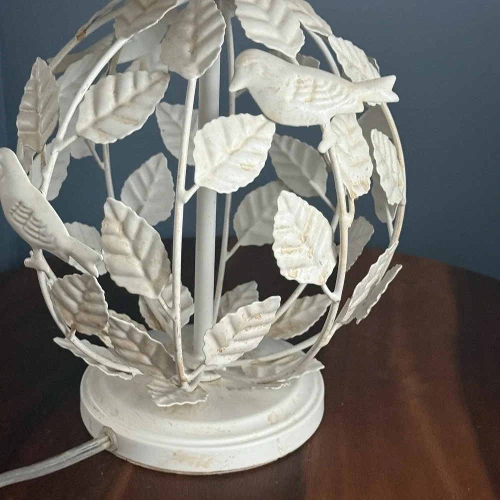 Pottery barn Kids Birdcage Lamp Cream‎ with Pink Rosette Shade 21
