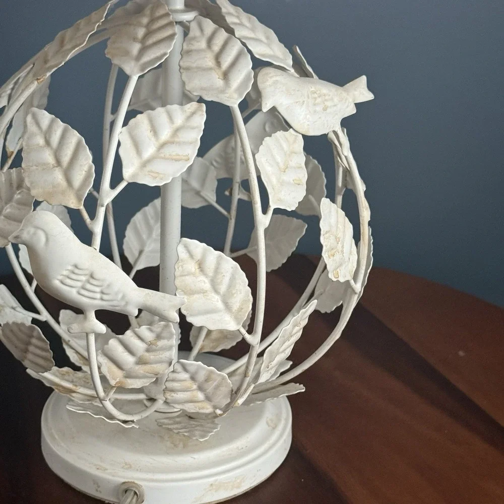 Pottery barn Kids Birdcage Lamp Cream‎ with Pink Rosette Shade 21