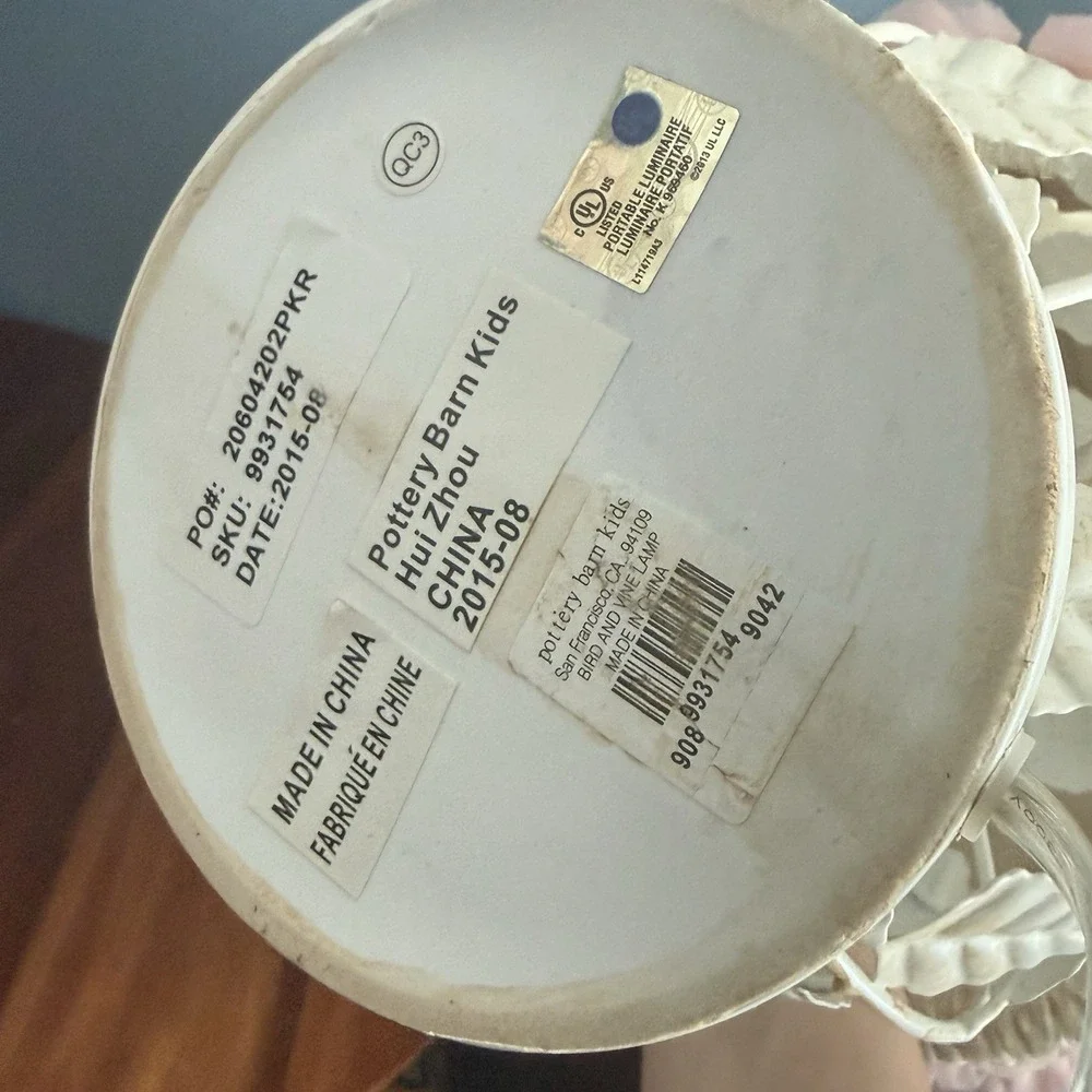 Pottery barn Kids Birdcage Lamp Cream‎ with Pink Rosette Shade 21