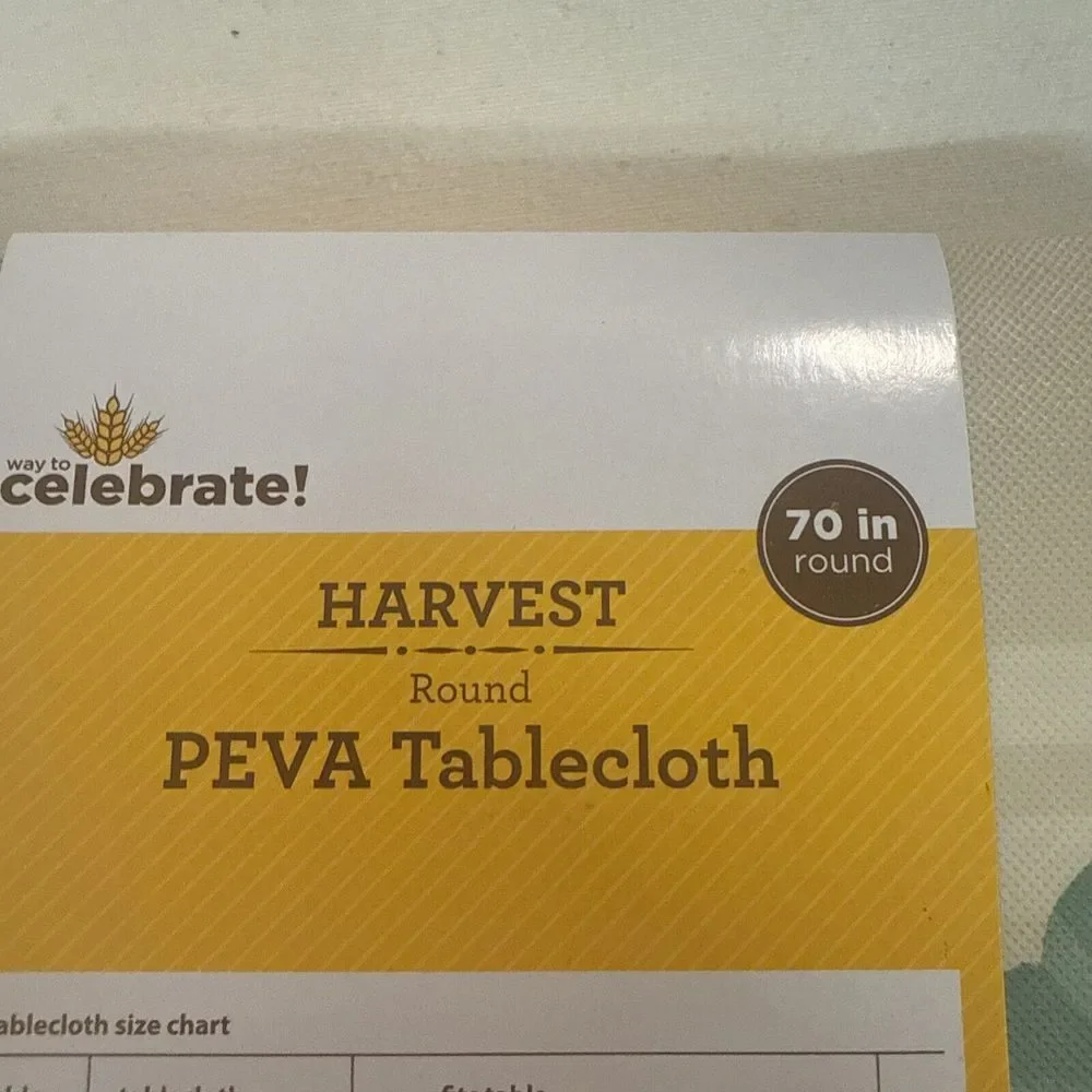 Harvest Round Peva Tablecloth 70 Inch Round Thanksgiving, Fall, Autumn, Holidays