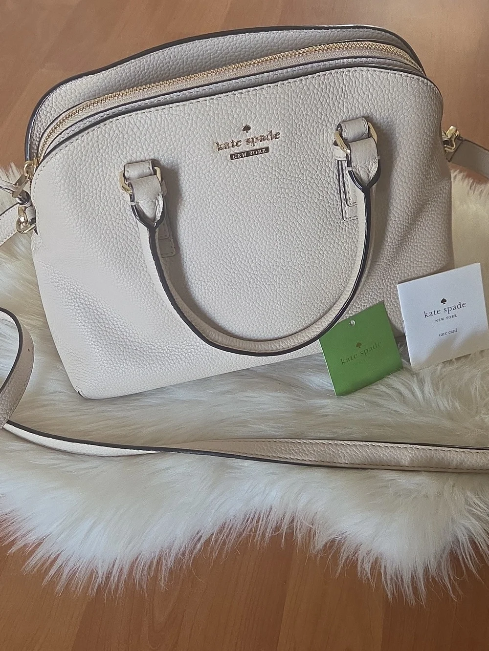 Kate Spade Pebbled Leather Jackson Street Satchel in Porcelain Medium