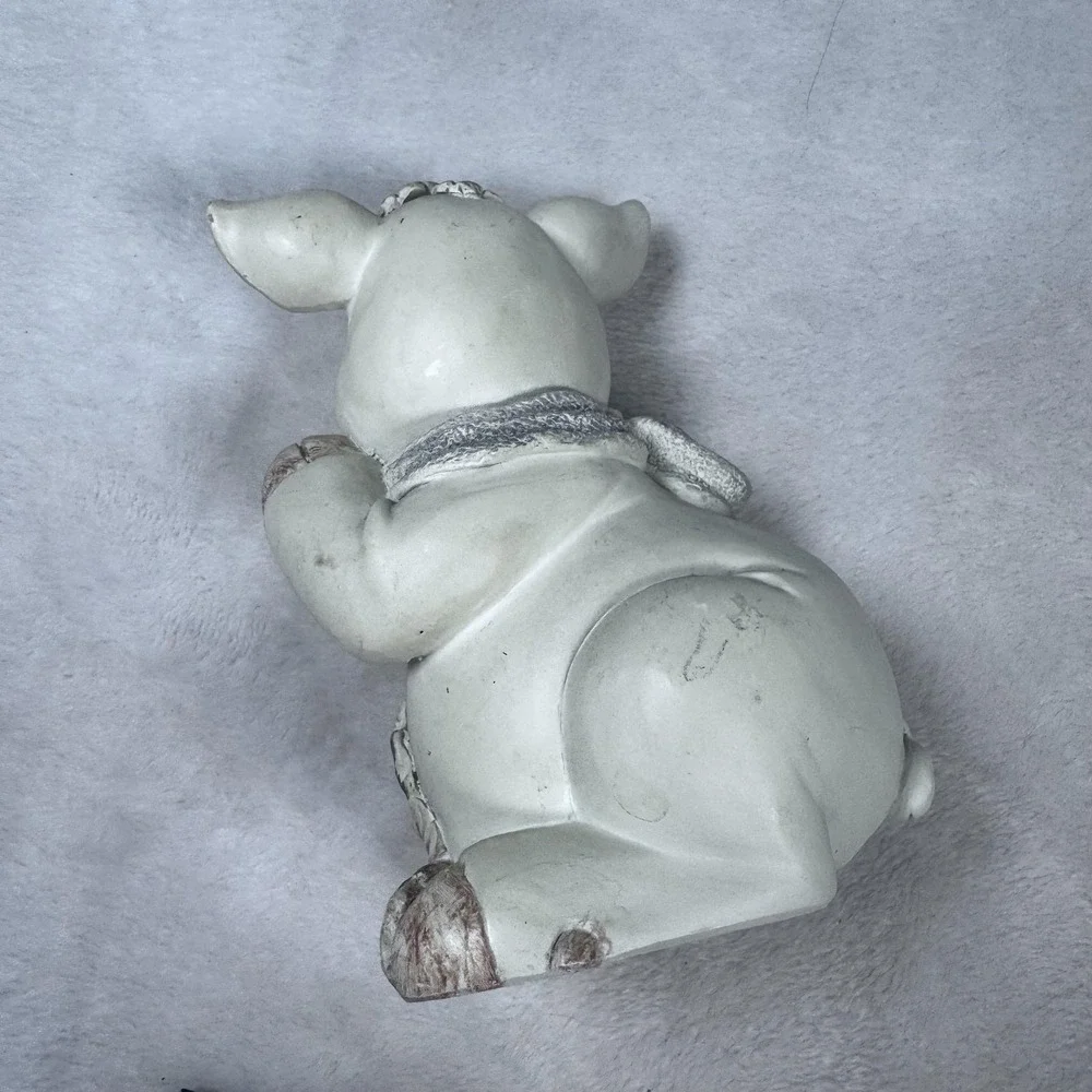 Cute Pig Figurine Flower Wreath Scarf Family Dollar Ceramic Farmhouse‎ Decor
