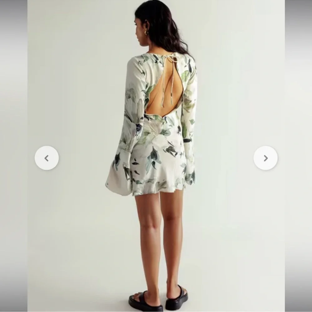 Free people Summer Away Maya satin Floral Open-Back Dress