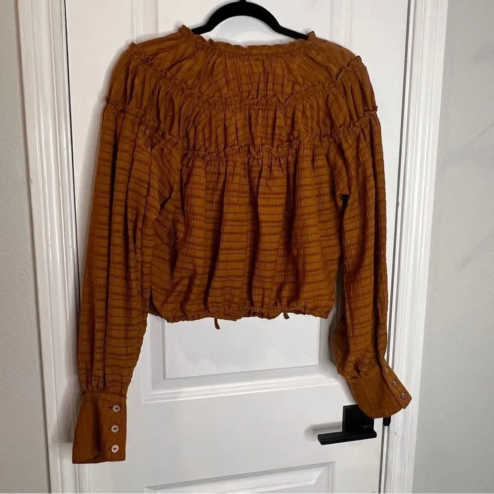 Free People Hailey Cropped Blouse Top Size M