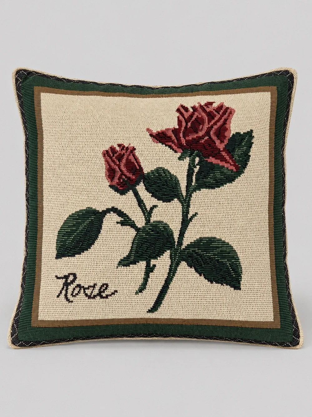 Vintage Needlepoint Travesty Tulip & Rose Accent Pillow Cottage Country Prairie