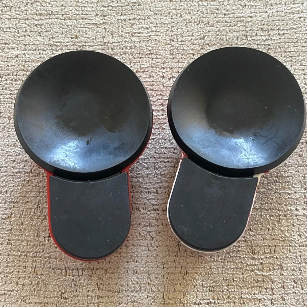 Set of 2 Knife Sharpeners Red Floral Suction Base Countertop