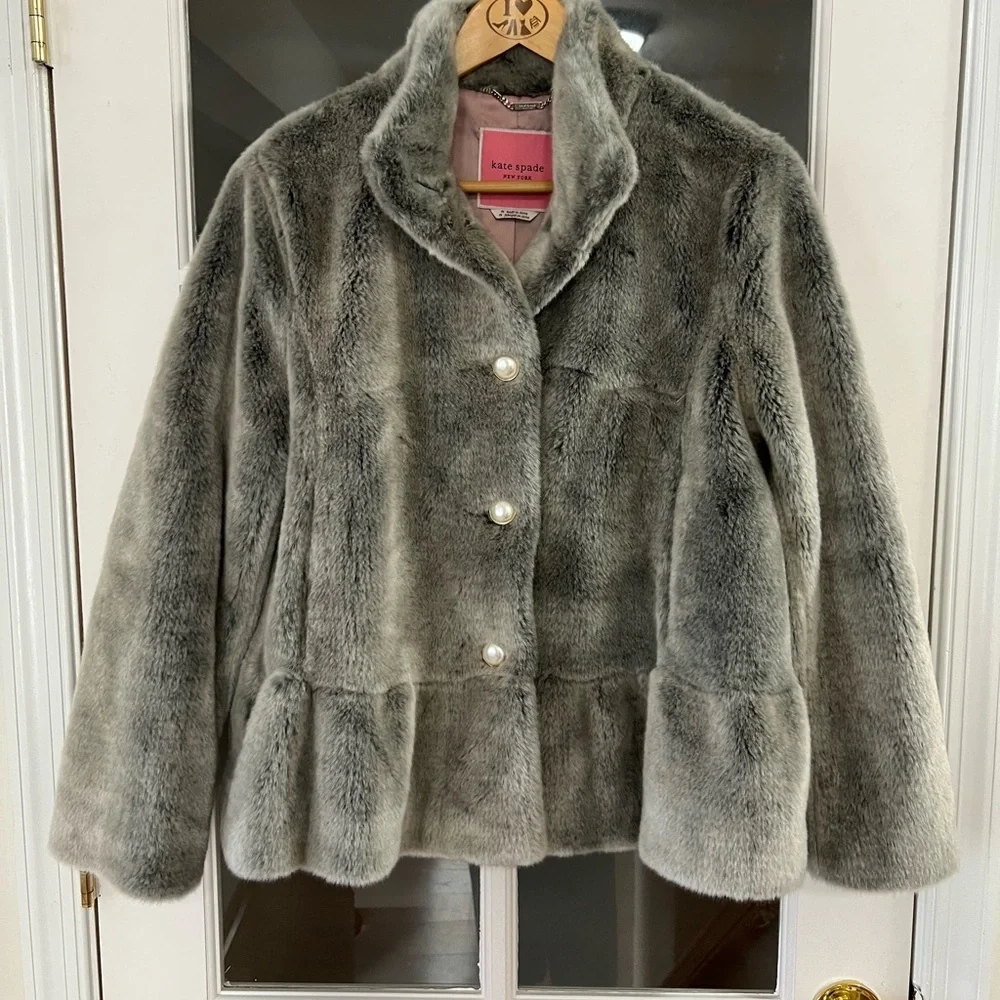 Kate Spade Faux Fur Coat - Size M - NWOT