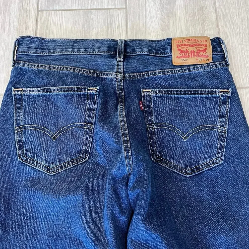 Levi's 550 Jeans Men's 34/29 Relaxed Fit Tapered Blue Wash Red Tab