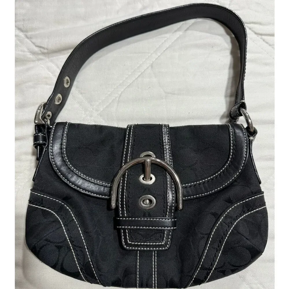 VTG Y2K Coach Soho Mini Signature H0651 10296 Black Shoulder Bag Purse Clean