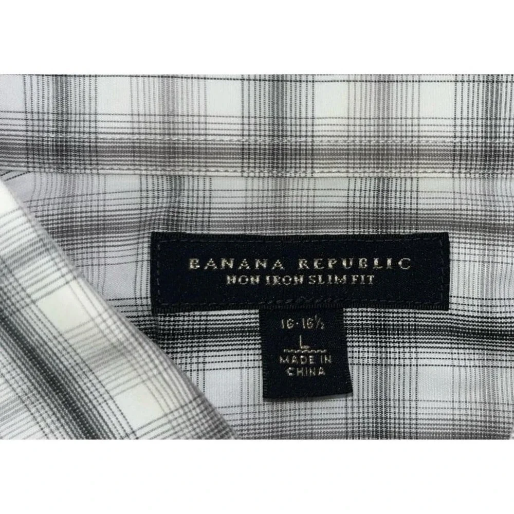 Mens Banana Republic Slim Fit Plaid Button Up Casual Shirt