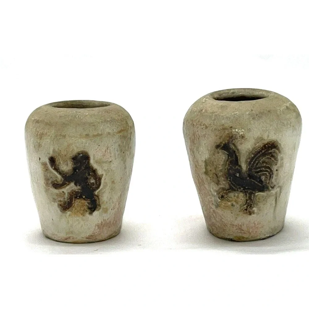 Vintage Armogres, Miniature Belgium Pottery Vases, Handmade 2.75