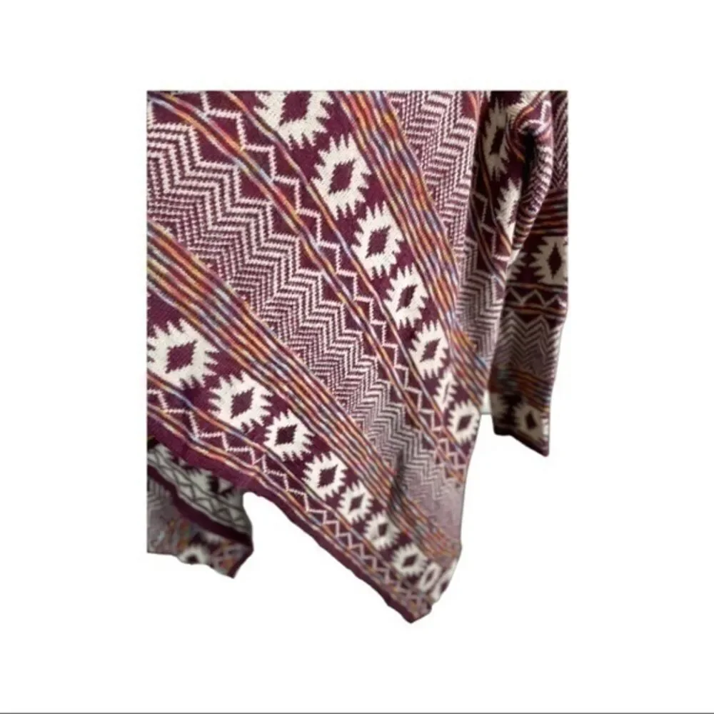 Maroon, White Aztec waterfall cardigan  Sweater Size XXL by xhilaration (Target)