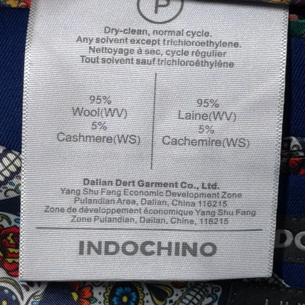 Indochino Custom Suit Mens 46R 43x27 Wool Cashmere Skull Bespoke Luxury Wedding