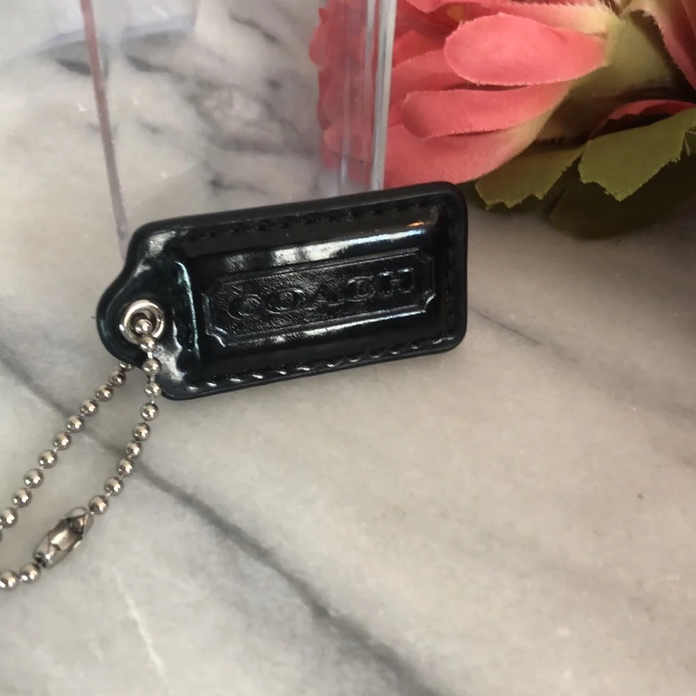 COACH black patent leather bag charm key chain replacement logo charm 2
