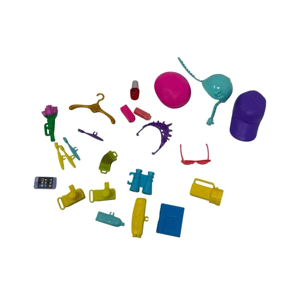 Mattel Barbie‎ Doll ACCESSORIES LOT Hats Camera Sunglasses Phone Toothbrush Book