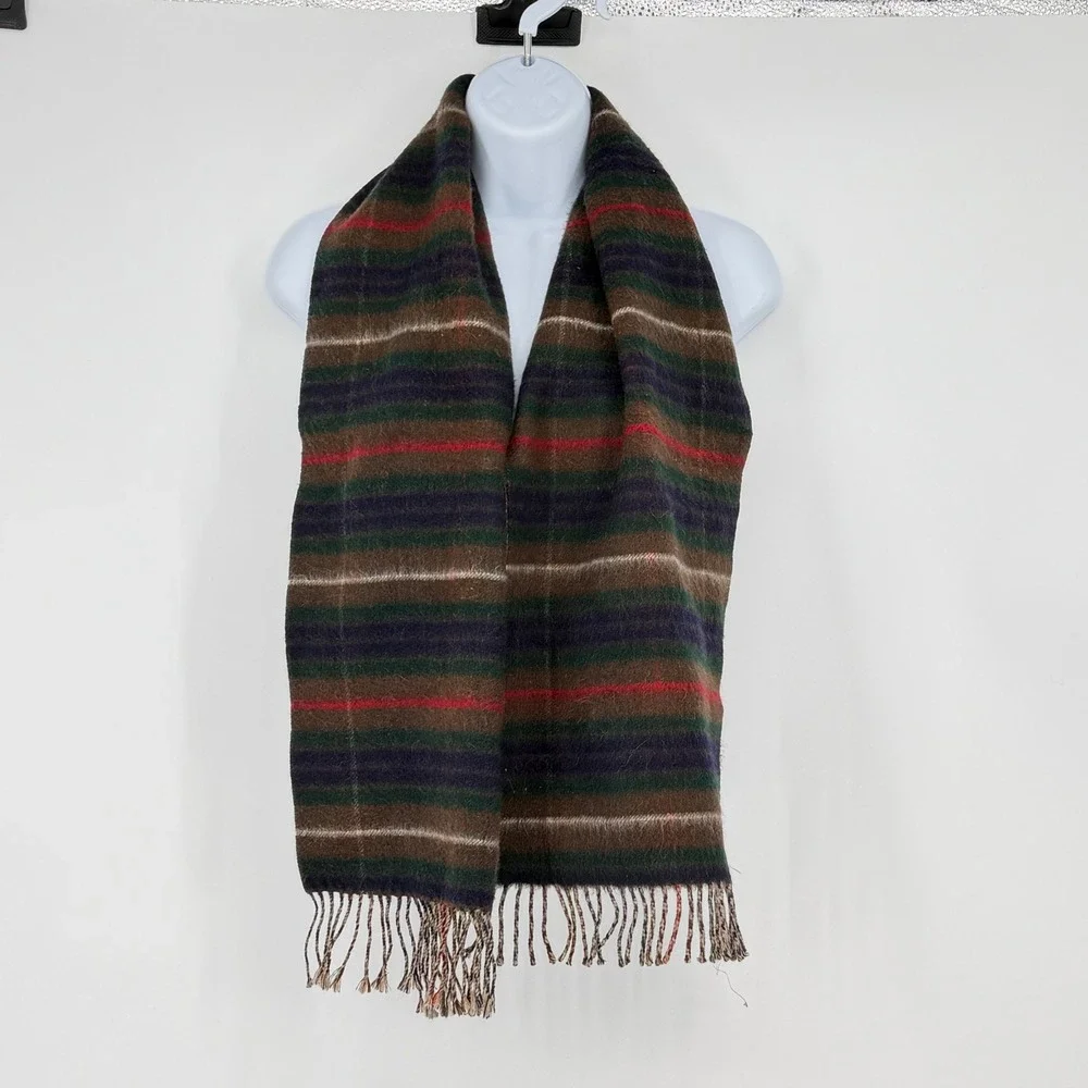 Hunting Fraser Cashmere‎ Wool Blend Scarf Woven Scotland Reversible Fringe