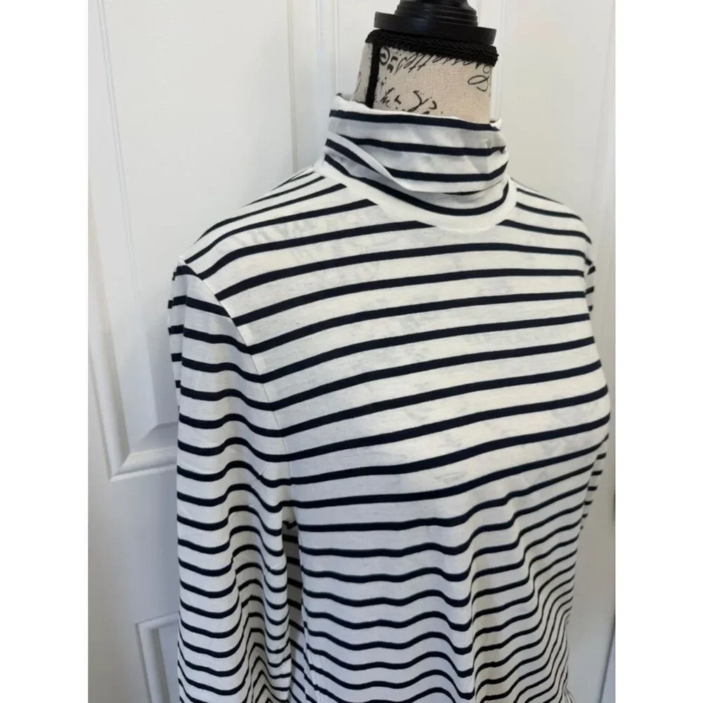J.Crew Feather jersey turtleneck in stripe NWT Size XL