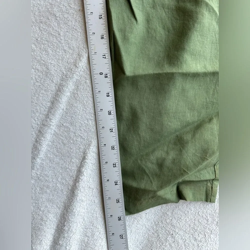 ZARA Women's Linen Olive Green Trousers Pants Size medium‎