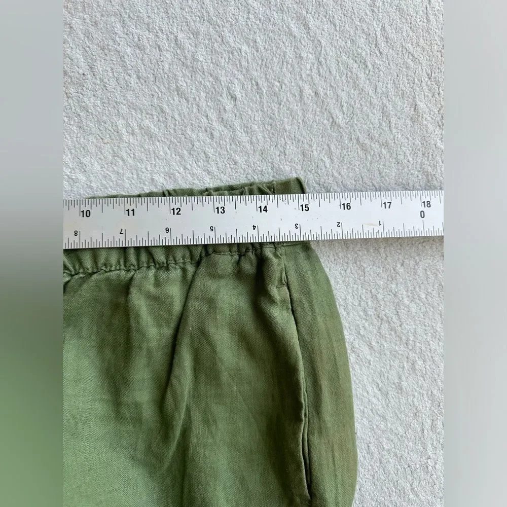 ZARA Women's Linen Olive Green Trousers Pants Size medium‎