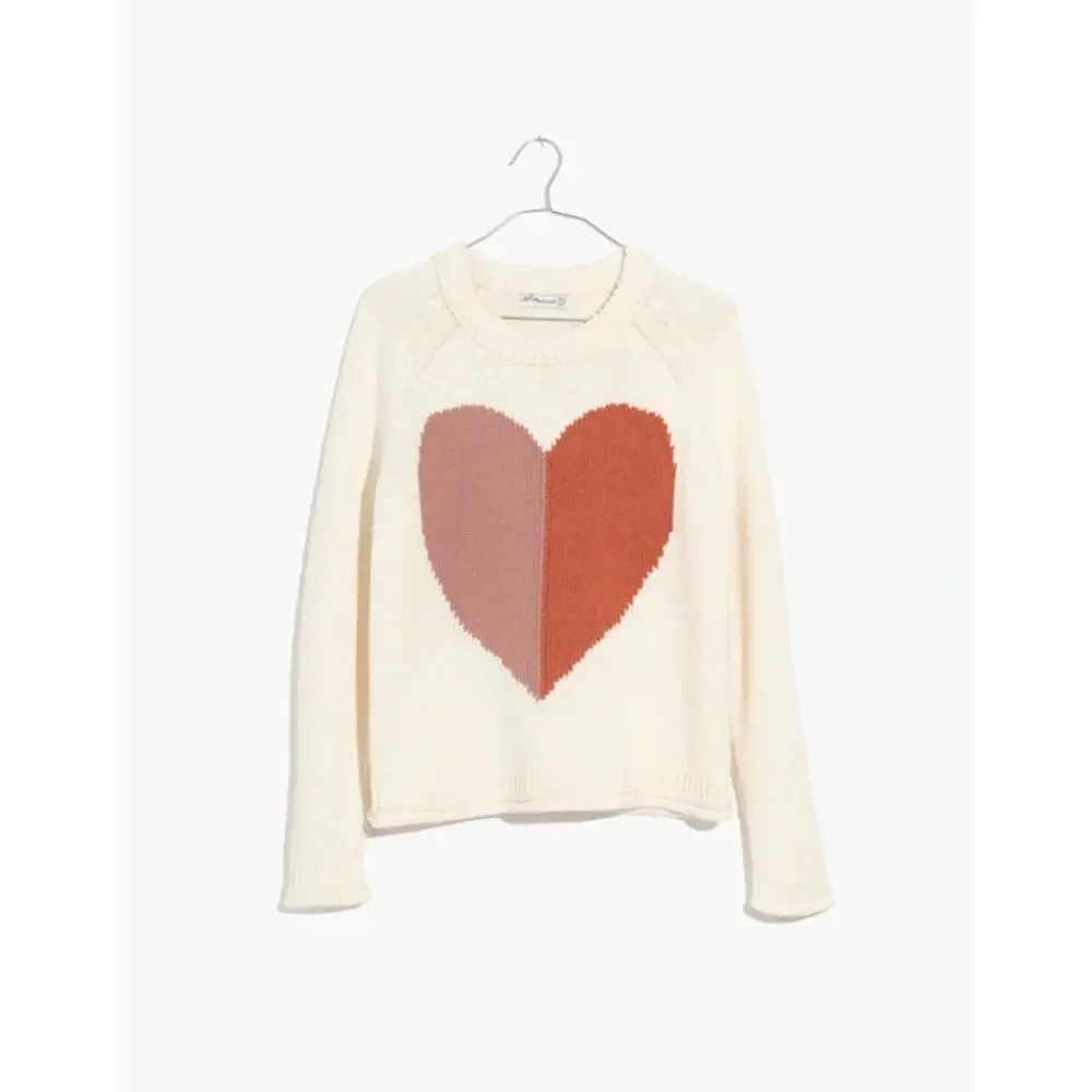 Madewell Heart Keaton Knit Pullover Coquette Romantic Soft Sweater Size XS