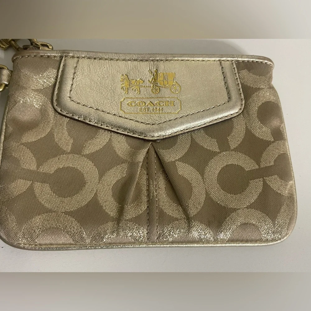 Coach Metallic Gold and Tan Wristlet