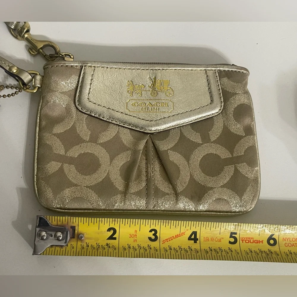 Coach Metallic Gold and Tan Wristlet