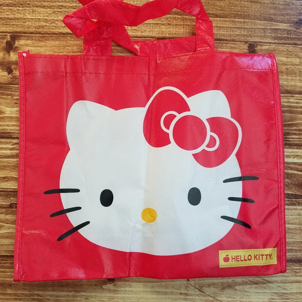 Hello Kitty Pink Red Tote and Stationery Set Sanrio Stickers Notepad Magnetic
