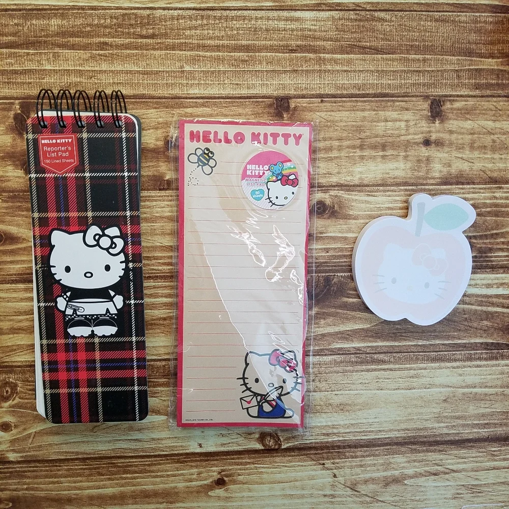 Hello Kitty Pink Red Tote and Stationery Set Sanrio Stickers Notepad Magnetic