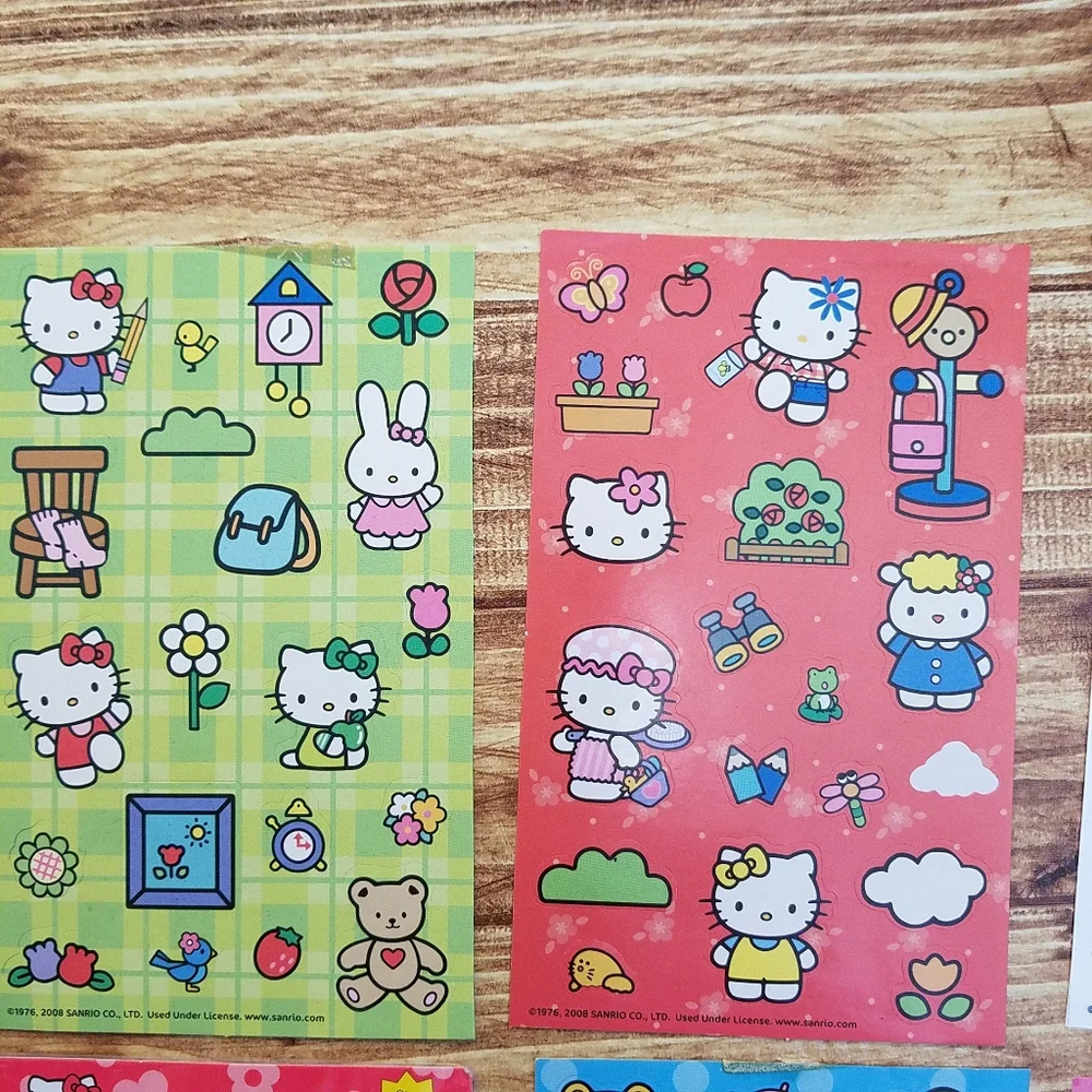 Hello Kitty Pink Red Tote and Stationery Set Sanrio Stickers Notepad Magnetic