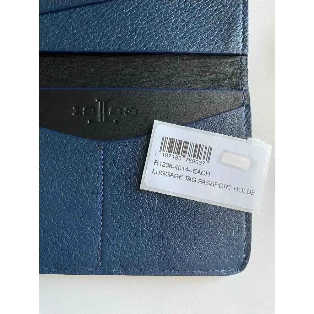 Lucchese Leather Passport Holder‎ + Luggage Tag Set – Navy Blue R1236-4014