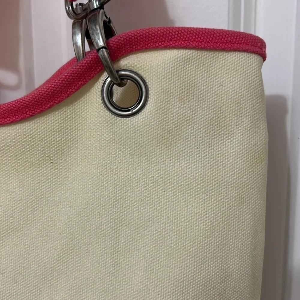 Thirty-One Canvas Pink Navy Cream Shoulder Bag