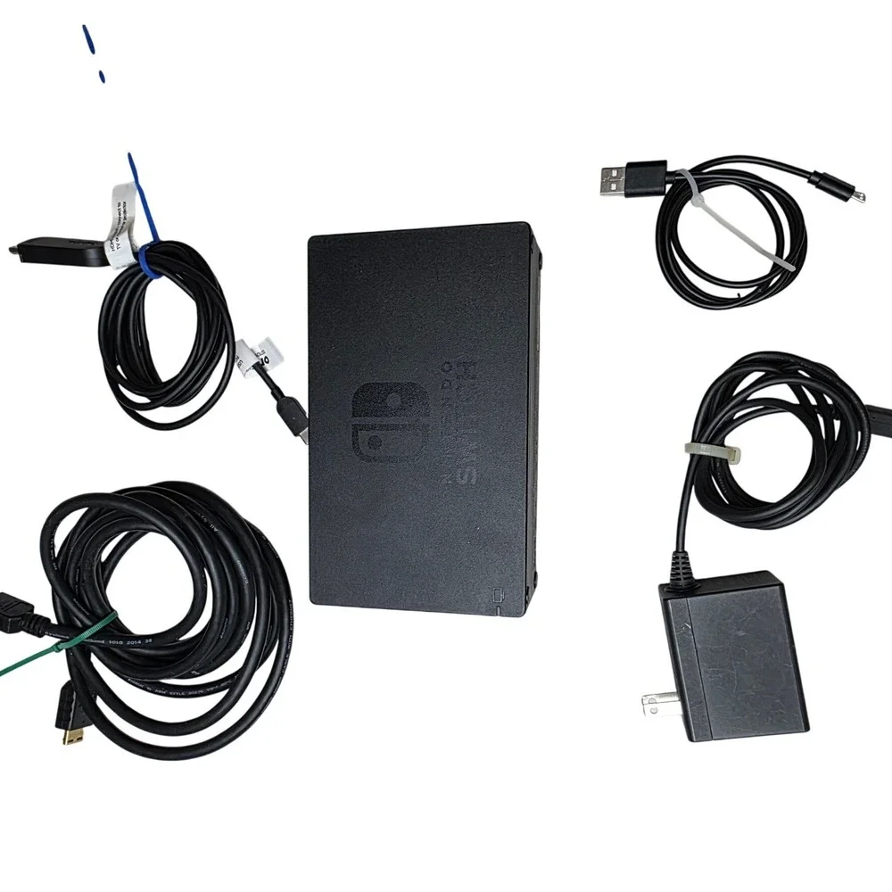 Nintendo Switch Docking Station HAC-007 Black AC Adapter HDMI USB-C Cables W2